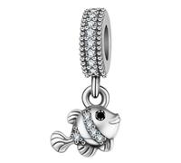 YiRong Jewelry Charm 'Fisch' aus 925er-Sterlingsilber, Ozean, Geburtstags-Charm für Pandora-Charm-Armband