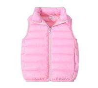 Yishengwan Kinder Daunenweste Winter Steppweste Jungen Mädchen Leichte Ärmellos Jacke Weste Pufferweste Pink 150