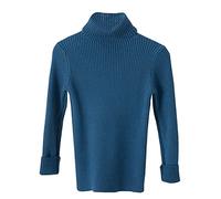 Yishengwan Strickpullover Kinder Jungen Mädchen Langarm Gestrickt Sweater Pullis Rollkragenpullover Sweatshirt Blau 160