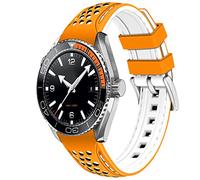 YISIWERA 20mm 22mm Silikon Uhrenarmband Racing Rallye Zweifarbig Orange Weiß Patchwork Gebogenes Ende Gummi Uhrenarmband Edelstahl Schnalle Langlebig Universal Stitch Uhrenarmbänder für Männer Frauen