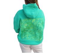 Yiulangde Kapuzenpullover für Damen, Teenager, Mädchen, niedlich, bestickt, Blume, Ozean, Grafik, Küste, adrett, langärmelig, mit Tasche, Protect the Locals Green, S