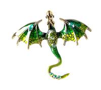 YIUPEDRFG Vintage Brosche, Herrenbrosche, Tier Geburtstagsgeschenk, Modeschmuck, wunderschöner Emaille Drache, einzigartiger Stil, Anstecknadel, Kleidung, Tasche, Rucksack, Schal, Grün, 6.2 x 7.0 cm