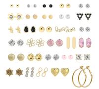 YIXANNX 30 Paar Ohrstecker Ohrringe Set, geometrisch, verschiedene Strasssteine, ästhetischer Schmuck, Hochzeitszubehör, Damen, Alltagskleidung, Typ 1