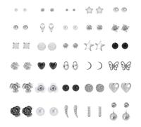 YIXANNX 30 Paar Ohrstecker Ohrringe Set, geometrisch, verschiedene Strasssteine, ästhetischer Schmuck, Hochzeitszubehör, Damen, Alltagskleidung, Typ 2