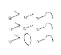 YIXANNX Unisex Nasenstecker Piercing Schmuck Geformte Dekoration Edelstahl Frauen Männer Stilvolle Party Dekoration Wiederverwendbares Zubehör, 9 Teile/Satz