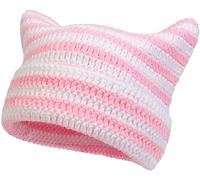 Yixda Warm Strickmütze Damen Mädchen Katzen Ohr Mütze Wintermütze Beanie Hut (Rosa)