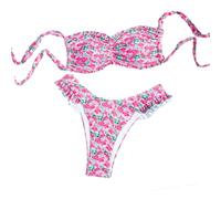 YIZITU 2. Zweiteiliges Tankini Set Mit Blumendruck Für Damen Gerüschtes Badeoberteil Und Hose Schnell Trocknender Badeanzug Gerüschter Blumen Tankini