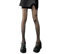 YIZITU 90er Ästhetik Durch Strumpfhose Für Frauen Vintage Schmetterling Gemustert Dünne Schiere Seide Strumpfhose Strümpfe Leggings Schmetterling Druckstrumpfhose