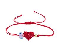 YIZITU Braided Red Cord Adjustable Bracelet with Heart Shape and Blue Evil Eyes Bead Meaningful Spiritual Jewelry Heart Charm Blue Eye Bead Jewelry