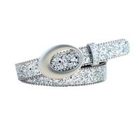 YIZITU Damen Glitzern Strasssteine Besetzt PU Gürtel Verstellbarer Bund Für Jeans Casual Party Wear Premium Metall Schnallen Glitzergürtel