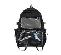 YIZITU Damen-Rucksack mit großem Fassungsvermögen, Schulrucksack, Reise, Itabag mit transparentem Fenster, für College, japanische Stile, schöne Itabag große Kapazität, Schwarz