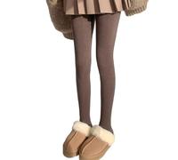 YIZITU Damen-Strumpfhose, Winter, Herbst, einfarbig, vertikal gestreift, dick, gerippt, Strick, Leggings, Strumpfwaren, dark coffee, S-L