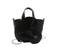 YIZITU Elegante Umhängetasche aus PU-Leder mit Blumenmuster und abnehmbarer Kette, Abendtasche, Handtasche, Crossbody-Tasche für Damen, Blumenkette, Crossbody-Tasche, Schwarz , One Size