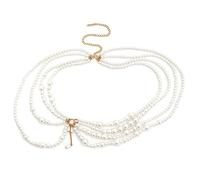 YIZITU Perlen Körperkette BH Und Bodenperlen BH Kettenkette Körperschmuck Bikinis Brust Taille Taille