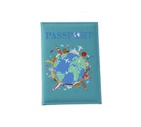 YIZITU Reisepasshüllen aus PU-Leder, Farbdruck, globaler Reisepasshalter, Reisezubehör für Erwachsene, Reisepasshülle, PU-Leder, Reisepass-Druck, globale Abdeckung, seeblau, Mass Beauty