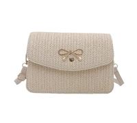 YIZITU Schultertasche aus natürlichem Stroh, gewebt, für den täglichen Gebrauch, lässig, klein, quadratisch, Umhängetasche, Reise-Strandtasche für Damen, Strohtasche, weiß, One Size