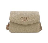 YIZITU Schultertasche aus natürlichem Stroh, gewebt, für den täglichen Gebrauch, lässig, klein, quadratisch, Umhängetasche, Reise-Strandtasche für Damen, Strohtasche, khaki, One Size