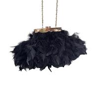 YIZITU Umhängetasche, Plüsch-Feder, Clutch, Geldbörse, Abendtasche, Hochzeit, Handtasche, Geldbörse, abnehmbare Kette, Schulterkette, Schulter für Damen, mit Crossbody-Tasche für Damen, Schwarz , One