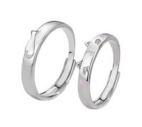 YIZITU Von Liebe inspirierte, verstellbare stabile Messingringe für Paare mit Katzen und Fisch-Designs, Accessoire für besondere Anlässe, Hochzeitsringe