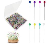 YIZWINS 600 PCS Stecknadeln mit Kopf, Packung mit Stecknadeln 38 mm, Stecknadeln mit Kopf groß Stecknadeln mit Glaskopf, für Stoff, Schmuck, Kunsthandwerk, Kunsthandwerk und Nähprojekte