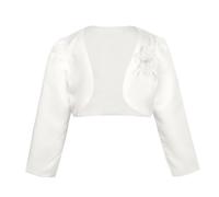 YiZYiF Baby Kinder Bolero Jacke Zum Festlich Hochzeit Mädchen Satin Schulterjacke Langarm Jäckchen Elfenbein/Weiß/Beige/Rosa Elfenbein 98-104