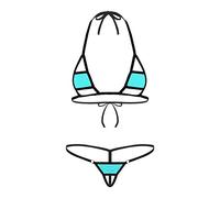 YiZYiF Damen Mirco Bikini Push Up Mini Badeanzug Mirco Mini BH String Slip Brasilianische Bademode Dessous Set Beachwear Swimsuit Hellblau Einheitsgröße
