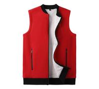 YiZYiF Golf Fleece-weste Herren, Herbst-winter Warme Weste Mit Baseballkragen, Weiche Outdoor Sportweste, Leichte Wandern Weste Rot 6XL