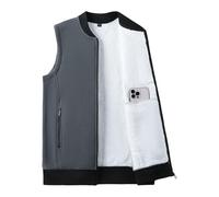 YiZYiF Golf Fleece-weste Herren, Herbst-winter Warme Weste Mit Baseballkragen, Weiche Outdoor Sportweste, Leichte Wandern Weste Grau 7XL