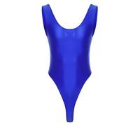 YiZYiF Herren Bodysuit Sexy Glänzend Stringbody Dessous Reizwäsche Glossy Tank Top Thong Leotard Einteiler Singlet Sportwear Blau XL