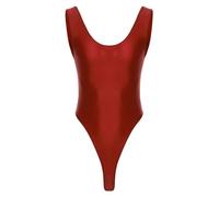 YiZYiF Herren Bodysuit Sexy Glänzend Stringbody Dessous Reizwäsche Glossy Tank Top Thong Leotard Einteiler Singlet Sportwear Burgundy XL