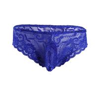 YiZYiF Herren Transparent Slip G-String Tanga mit Bugle Mesh Unterhose Briefs Männer Sissy Dessous Unterwäsche M-XL Blau B XL