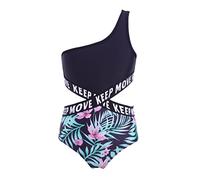 YiZYiF Mädchen Bikini Tankini Set Zweiteiliger/Einteiler Badeanzug Sling Blumen Muster Top Slip Badeshorts Badekleidung Strandmode Gr. 86-176 Einteiler_Lilie-Rosa 170-176/15-16 Jahre