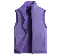 YiZYiF Neuheit Winter Fleece-Weste Herren/Damen, Golf Sport Freizeit, Wollartiges Fleece, Dick und Weich, Warmhaltend für Outdoor-Aktivitäten Lila 3XL