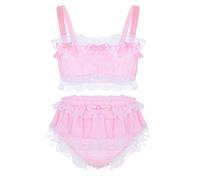 YiZYiF Satin Sissy Männer Negligee Dessous Babydoll Lingerie Nachtwäsche Kleid Dessous Unterwäsche für Herren Reizwäsche Sleepwear Kleid (X-Large, S Rosa)