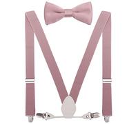 YJDS Herren Jungen Leder Hosenträger und Fliege Set Elastisch für Hochzeit