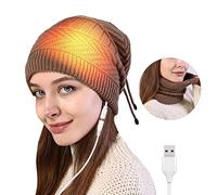 YJZQ 2-In-1 USB Beheizte Strickmütze Damen Beanie Mütze Herren Wintermütze Wiederaufladbare USB Winter Warme Fliegermütze Kappe zum Camping Joggen Radfahren Skifahren und Geschenke für Männer Frauen