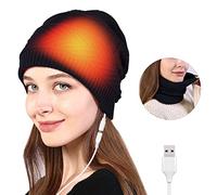 YJZQ 2-In-1USB Beheizte Strickmütze Damen Beanie Mütze Herren Wintermütze Wiederaufladbare USB Winter Warme Fliegermütze Kappe zum Camping Joggen Radfahren Skifahren und Geschenke für Männer Frauen
