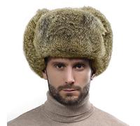 YJZQ Fliegermütze Wintermütze mit Ohrenklappen Herren Webpelzmütze Beanie-Mütze Kunstfellmütze Weiche Warme Trappermütze Pelzmütze Outdoor Russenmütze für Erwachsene