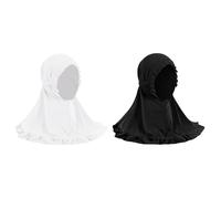 YJZQ Mädchen Muslimisches Kopftuch Weicher Hidschab Atmungsaktiv Kopfbedeckung Elastischer islamischer Hijab mit gerüschte Spitze Faltbarer arabischer Kopfbedeckung für 2-6 Jahre alt