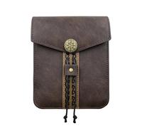 YJZQ Quadratische Gürteltasche Vintage Mittelalter aus Kunstleder Börse Wikinger Bauchtasche Würfelhalter für Mittelalter Kostüm Halloween, braun, 18,8 x 14,9 x 3,8 cm
