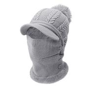 YJZQ Winter Damen Strickmütze Fliegermütze mit Ohrenschutz Warm Skimütze mit Schal Winter Sturmhaube Baseball Mütze Wintermütze mit Bommel Wintermütze mit Plüschfutter Outdoor Radfahren Skifahren
