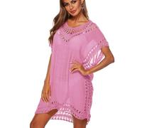 YKDLLF Damen Strandkleid Bikini Cover Up Sommer Strandbluse Strandhemd V-Ausschnitt Sexy Kleid aus transparentem Netzstoff mit hoher Öffnung langes für Bikini Netzoberteile Strandbekleidung