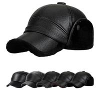 YKDLLF Herren Winter Schiebermütze mit Ohrenklappen Flatcap Schirmmütze Kunstleder mit ausklappbarem Ohrenschutz Mütze Baseball Cap Full Cap Herren Outdoor Visor Sport