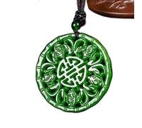 YKJGRTF Jade-Halsketten-Anhänger, Jadeit-Jade-Anhänger, natürliche grüne Jade-Fledermaus-Anhänger-Halskette, chinesischer doppelseitiger, ausgehöhlter, geschnitzter Charm-Schmuck, modisches Amulett
