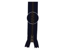 YKK Metall- Reißverschluss antikgold nicht teilbar 3mm 8cm 058 marine (27,62 € pro 1 m) Farbe:058$Länge:8cm