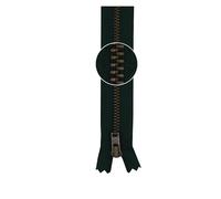 YKK Metall- Reißverschluss antikgold nicht teilbar 3mm 8cm 890 dunkelgrün (27,62 € pro 1 m)
