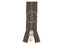 YKK Metall- Reißverschluss silber nicht teilbar 5mm 16cm 563 mittelbraun (15,75 € pro 1 m) Farbe:563$Länge:16cm
