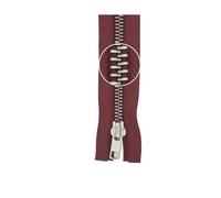 YKK Metall- Reißverschluss silber teilbar 5mm 50cm 527 weinrot (13,68 € pro 1 m) Farbe:527$Länge:50cm