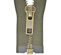 YKK Reißverschluss 1 Wege teilbar dunkel olive 55 cm Metall Metallzähne