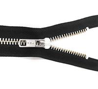 YKK teilbarer Reißverschluss aus silbernem Metall mit Zipper 580 Schwarz 46 cm